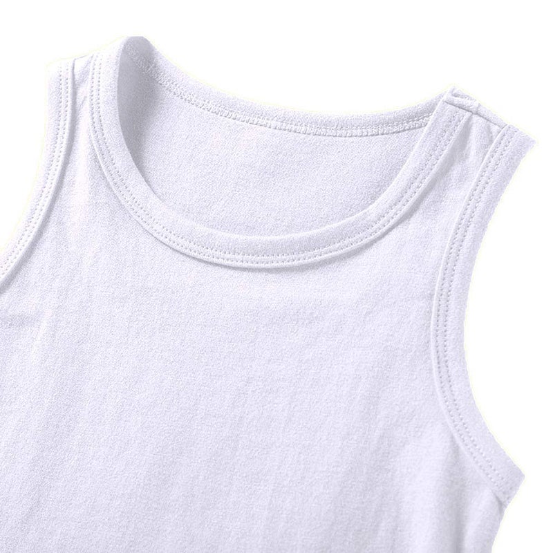 DCUTERQ Toddler Baby Boys Girls Solid Tank Tops T-Shirts Undershirts Cotton Summer Sleeveless Vest White 6 Years - Image 3